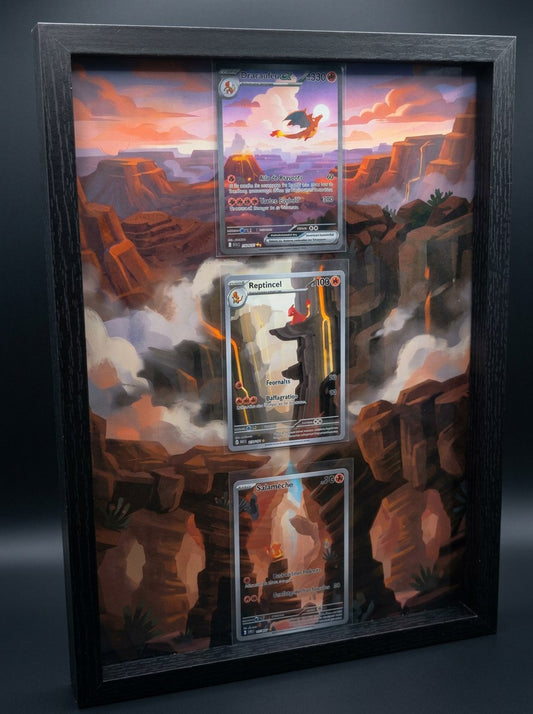 Cadre immersif A4 · 21 × 29,7 cm — Trio Dracaufeu